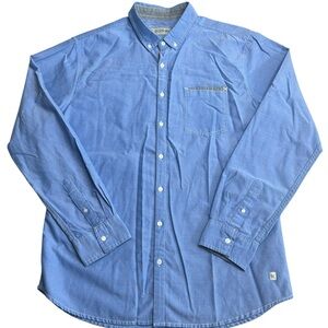 Depart West Men’s XL Long Sleeve Button Up Shirt Blue Cotton Blend Pocket Casual